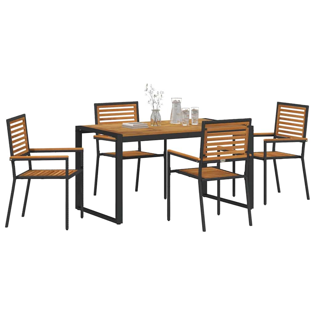 Set da Pranzo per Giardino 5 pz Nero e Marrone polyrattan