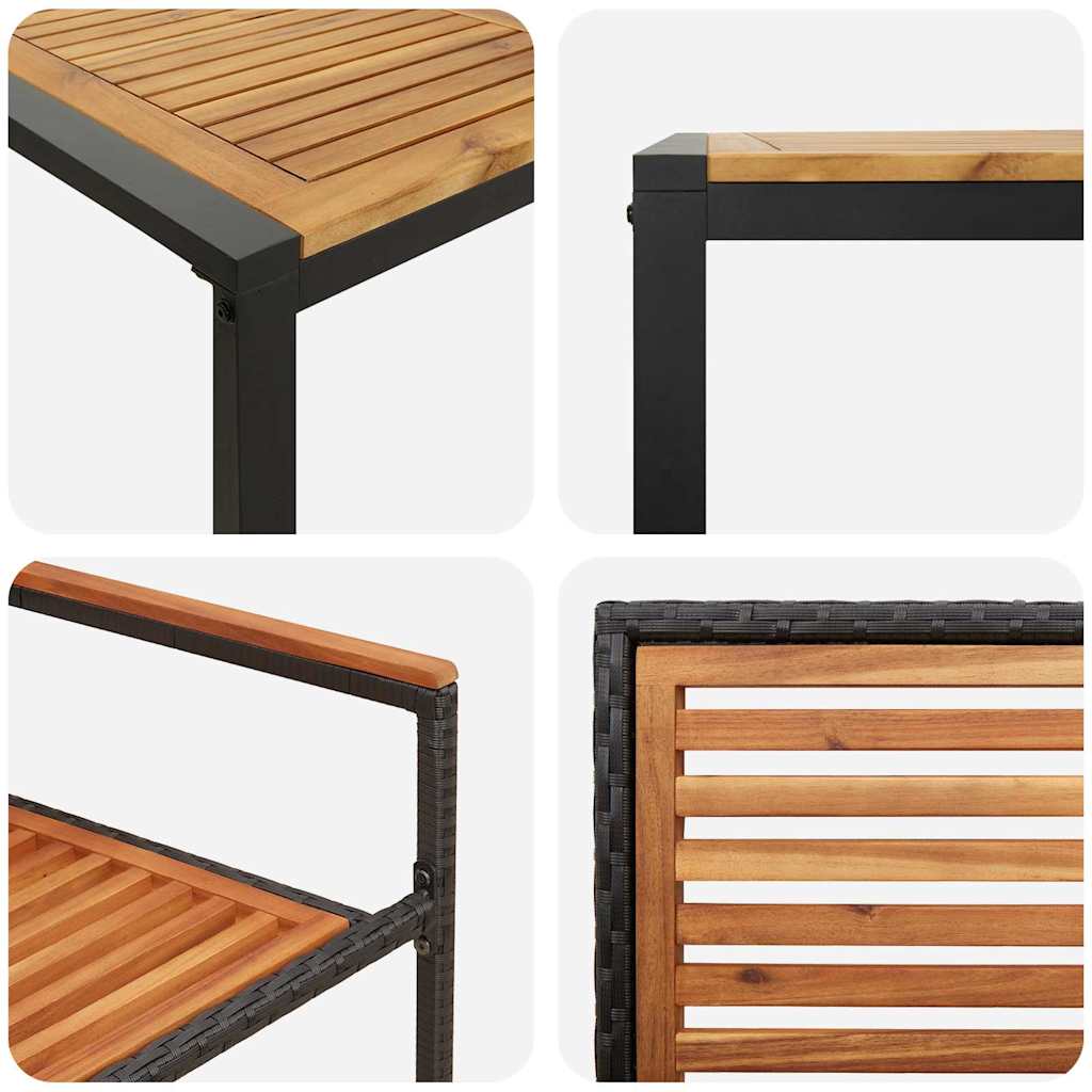 Set da Pranzo per Giardino 5 pz Nero e Marrone polyrattan