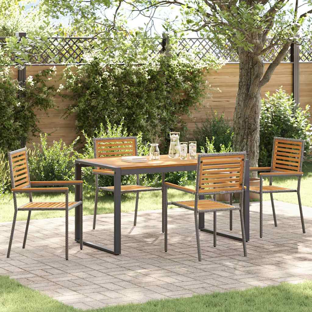 Set da Pranzo per Giardino 5 pz Grigio e Marrone polyrattan