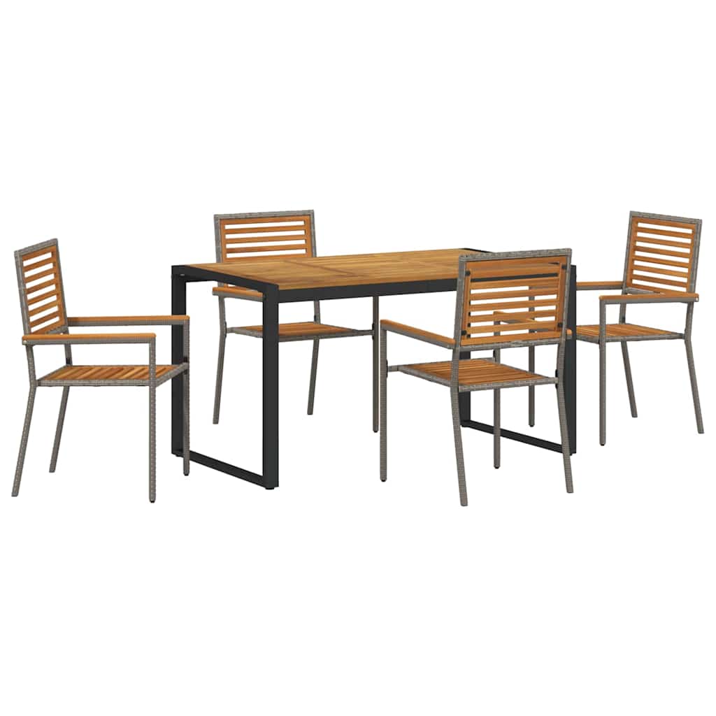 Set da Pranzo per Giardino 5 pz Grigio e Marrone polyrattan
