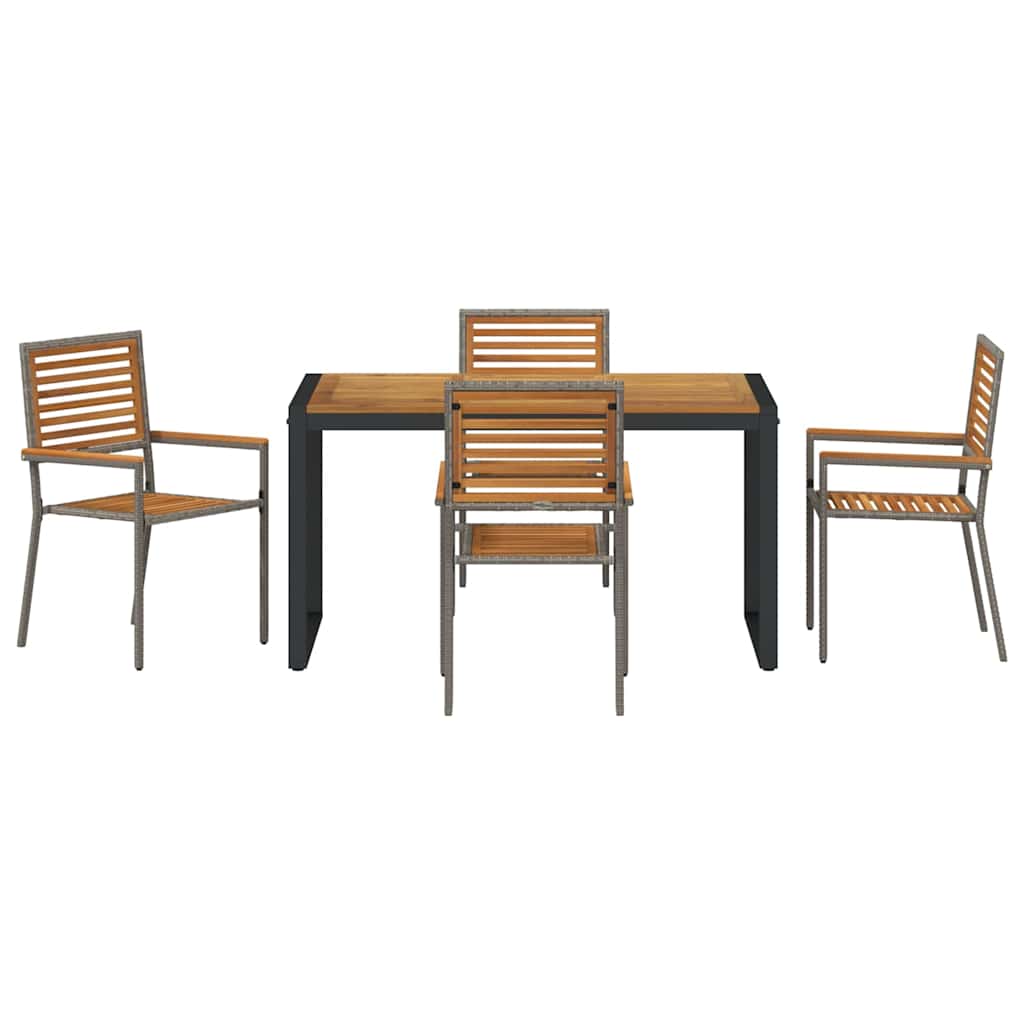 Set da Pranzo per Giardino 5 pz Grigio e Marrone polyrattan