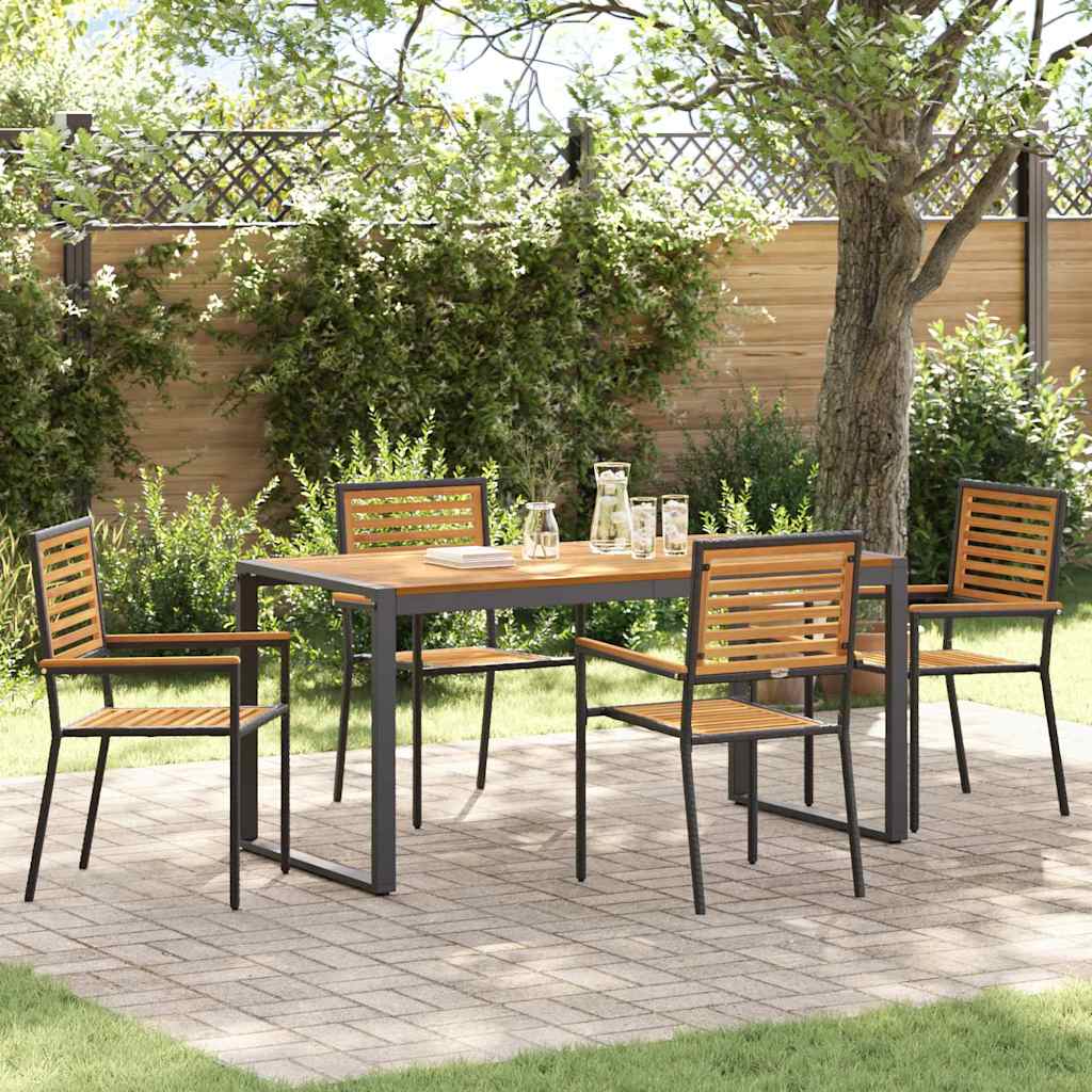 Set da Pranzo per Giardino 5 pz Nero e Marrone polyrattan