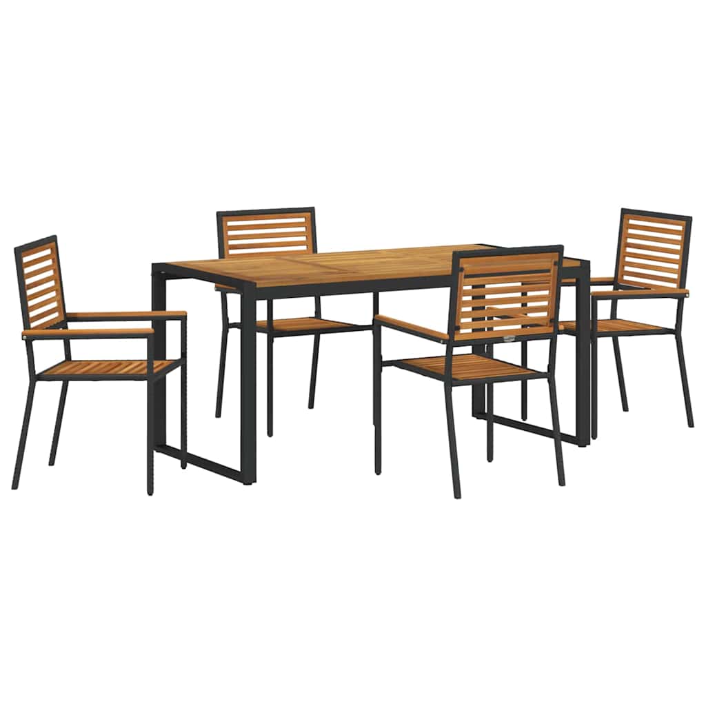 Set da Pranzo per Giardino 5 pz Nero e Marrone polyrattan