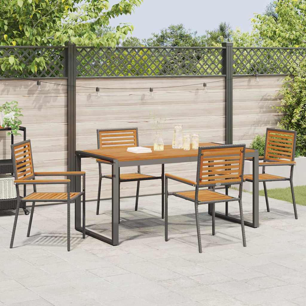 Set da Pranzo per Giardino 5 pz Nero e Marrone polyrattan