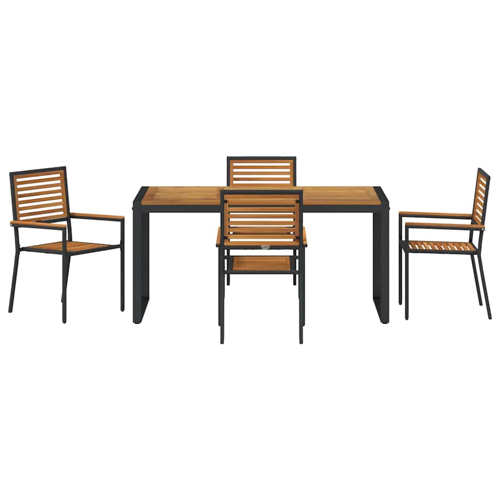 Set da Pranzo per Giardino 5 pz Nero e Marrone polyrattan