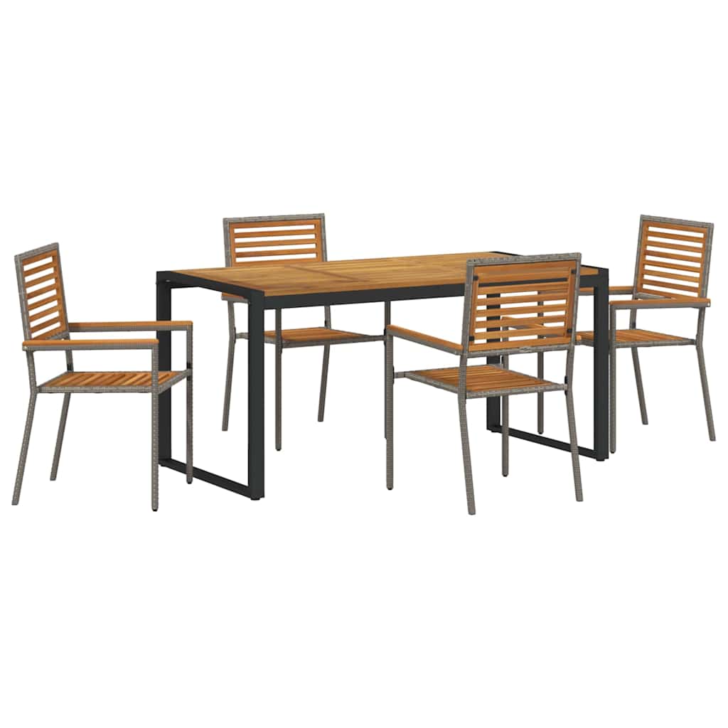 Set da Pranzo per Giardino 5 pz Grigio e Marrone polyrattan