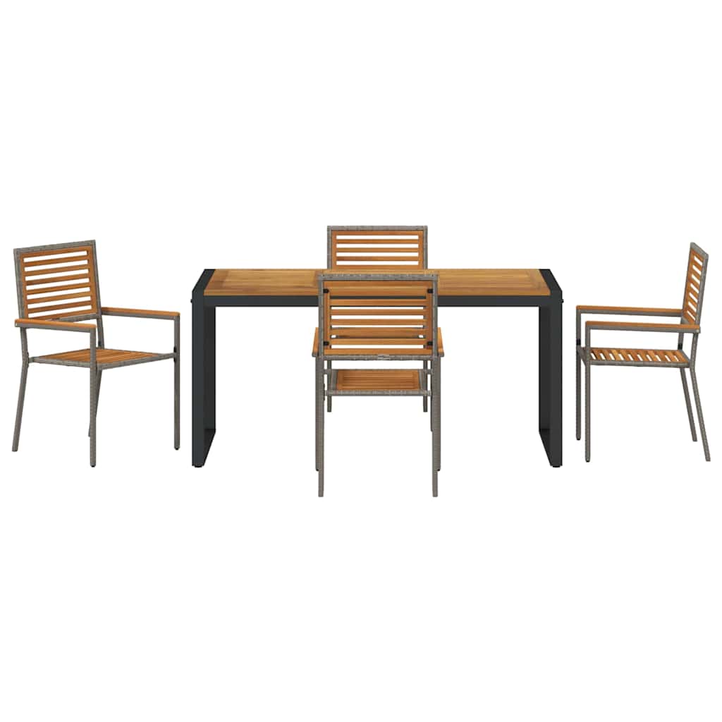 Set da Pranzo per Giardino 5 pz Grigio e Marrone polyrattan
