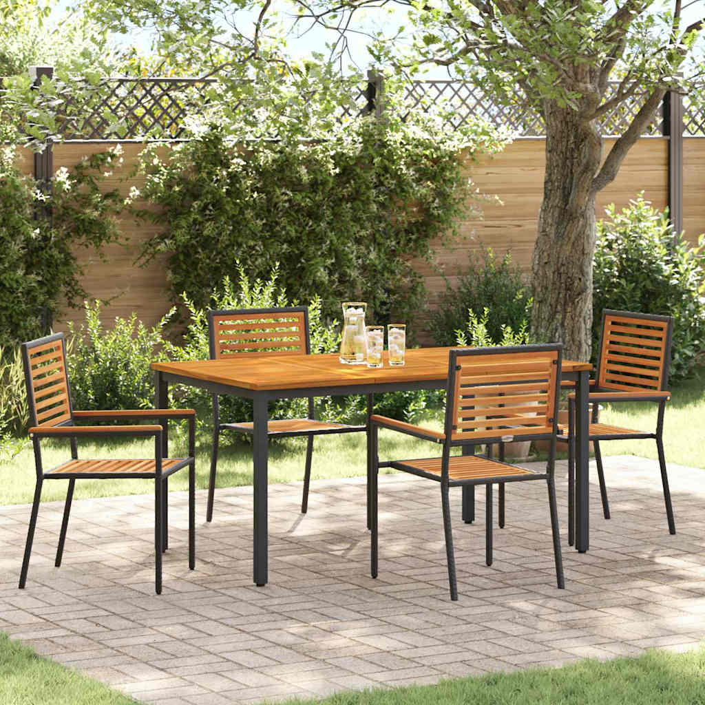 Set da Pranzo per Giardino 5 pz Nero e Marrone polyrattan