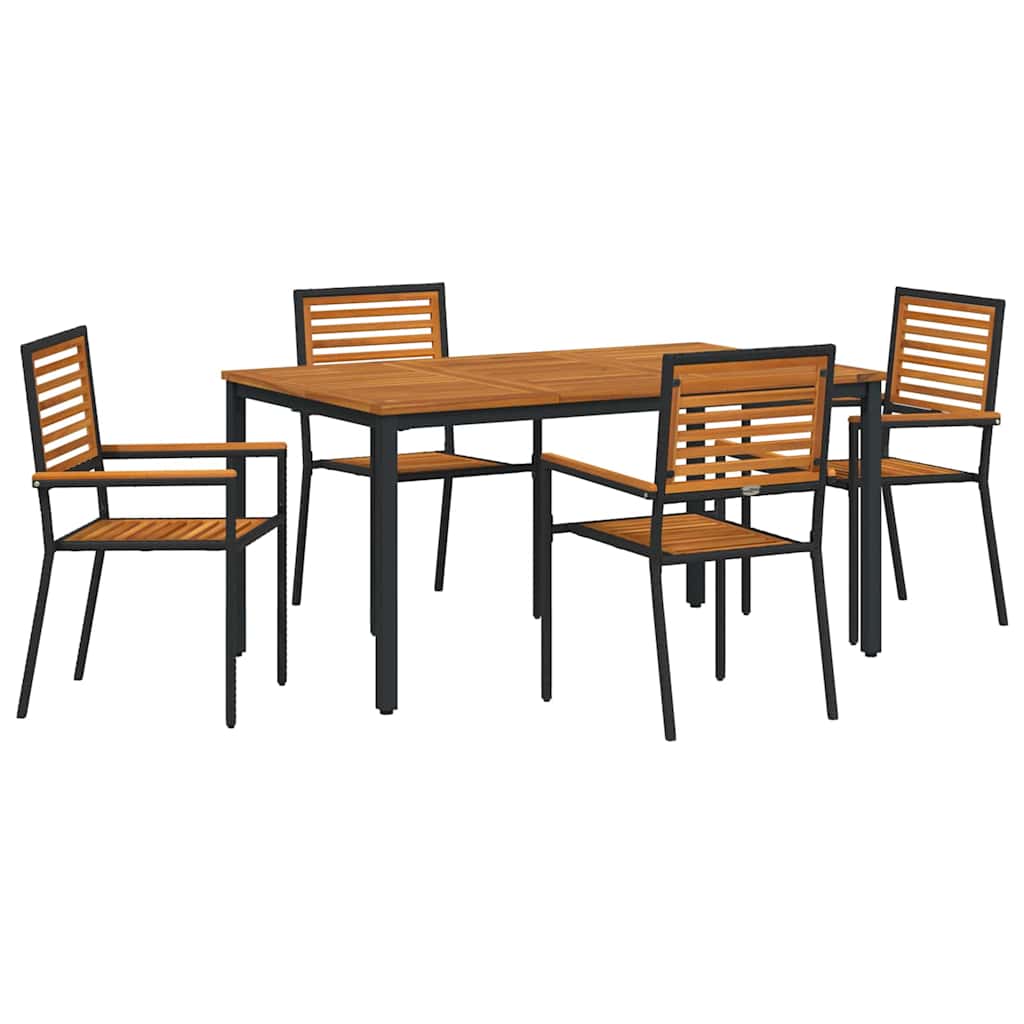Set da Pranzo per Giardino 5 pz Nero e Marrone polyrattan