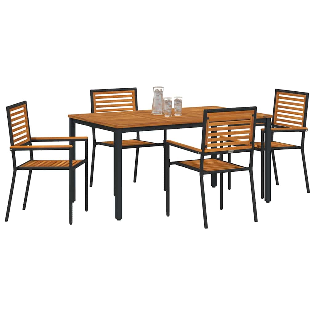 Set da Pranzo per Giardino 5 pz Nero e Marrone polyrattan
