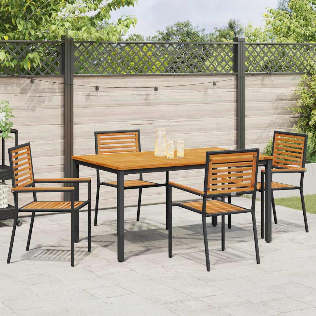 Set da Pranzo per Giardino 5 pz Nero e Marrone polyrattan