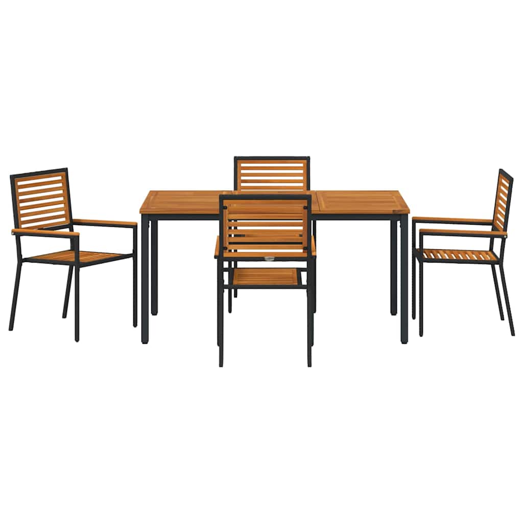 Set da Pranzo per Giardino 5 pz Nero e Marrone polyrattan