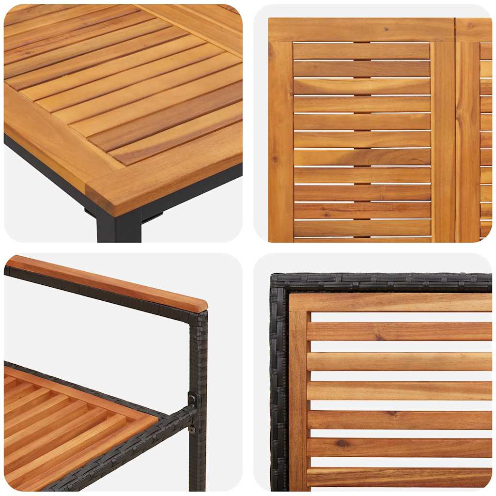 Set da Pranzo per Giardino 5 pz Nero e Marrone polyrattan