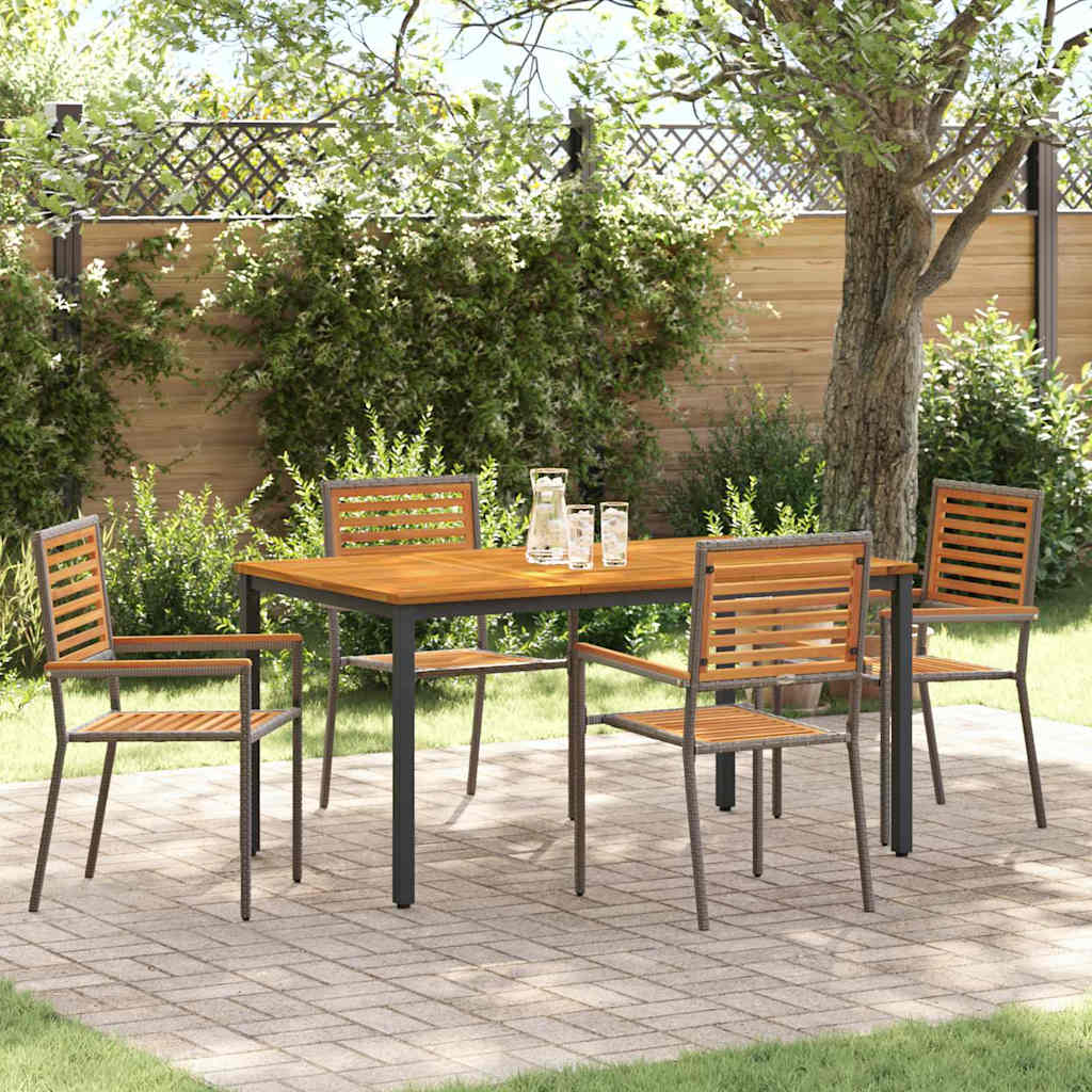 Set da Pranzo per Giardino 5 pz Grigio e Marrone polyrattan