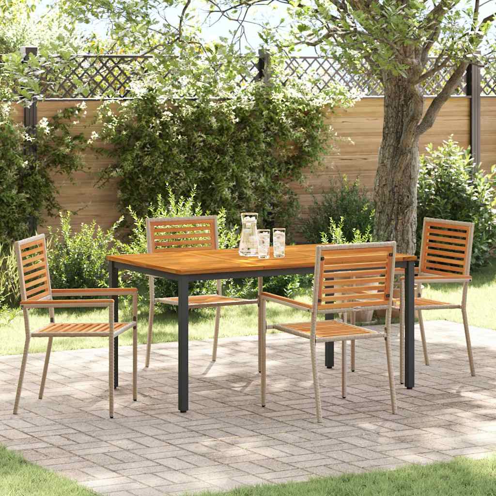 Set da Pranzo per Giardino 4 pz Beige e Marrone polyrattan