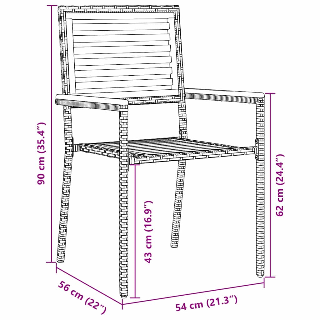 Set da Pranzo per Giardino 4 pz Beige e Marrone polyrattan