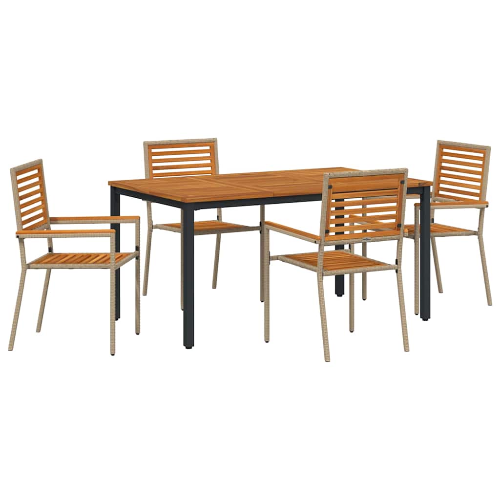 Set da Pranzo per Giardino 4 pz Beige e Marrone polyrattan