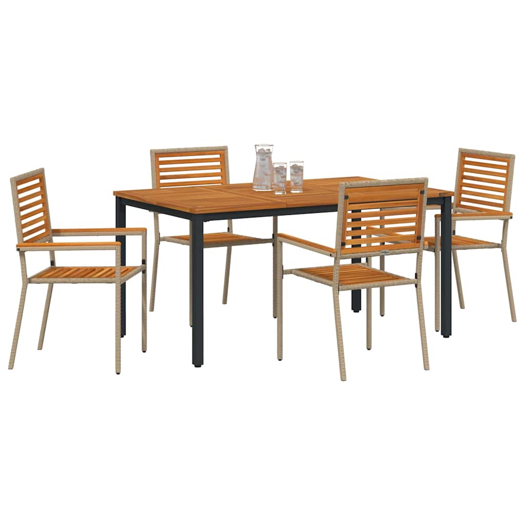 Set da Pranzo per Giardino 4 pz Beige e Marrone polyrattan