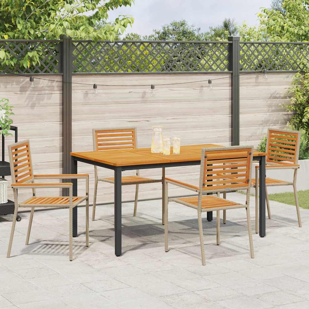 Set da Pranzo per Giardino 4 pz Beige e Marrone polyrattan