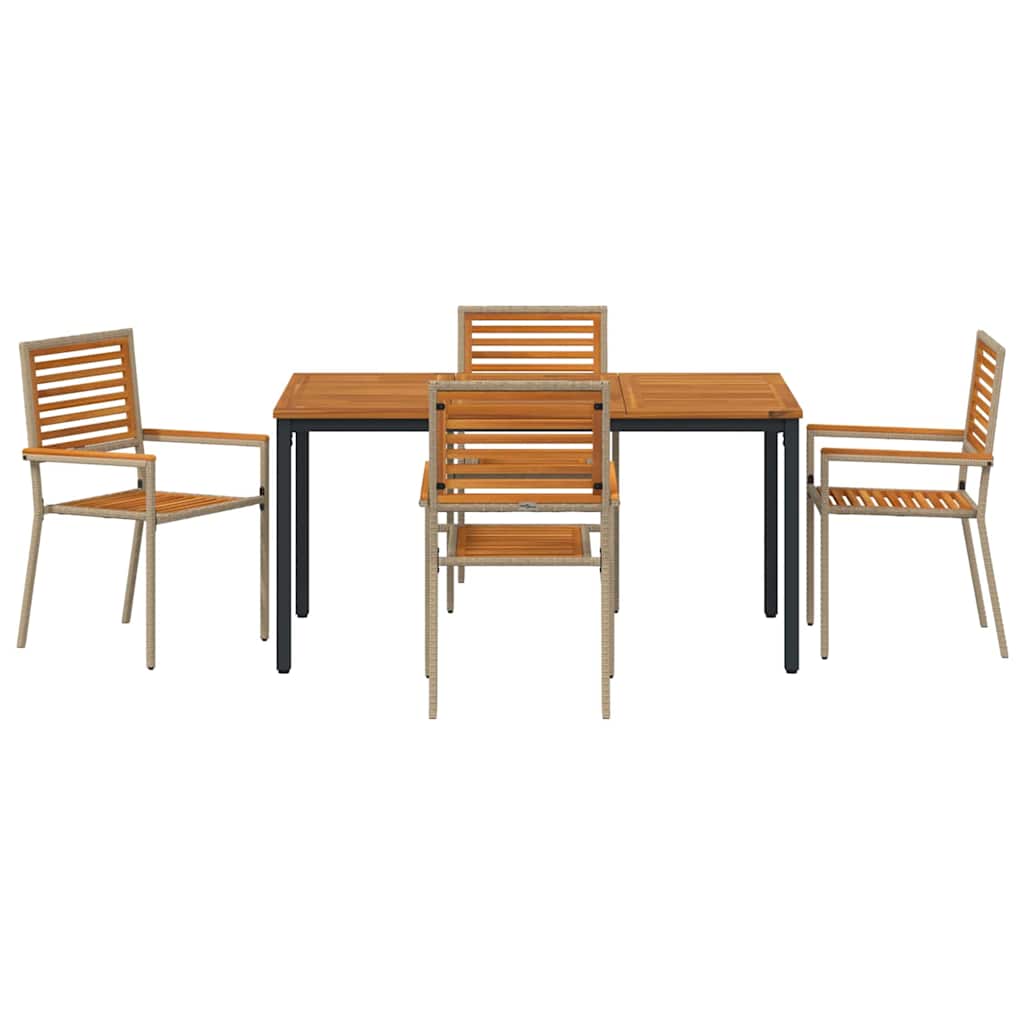 Set da Pranzo per Giardino 4 pz Beige e Marrone polyrattan