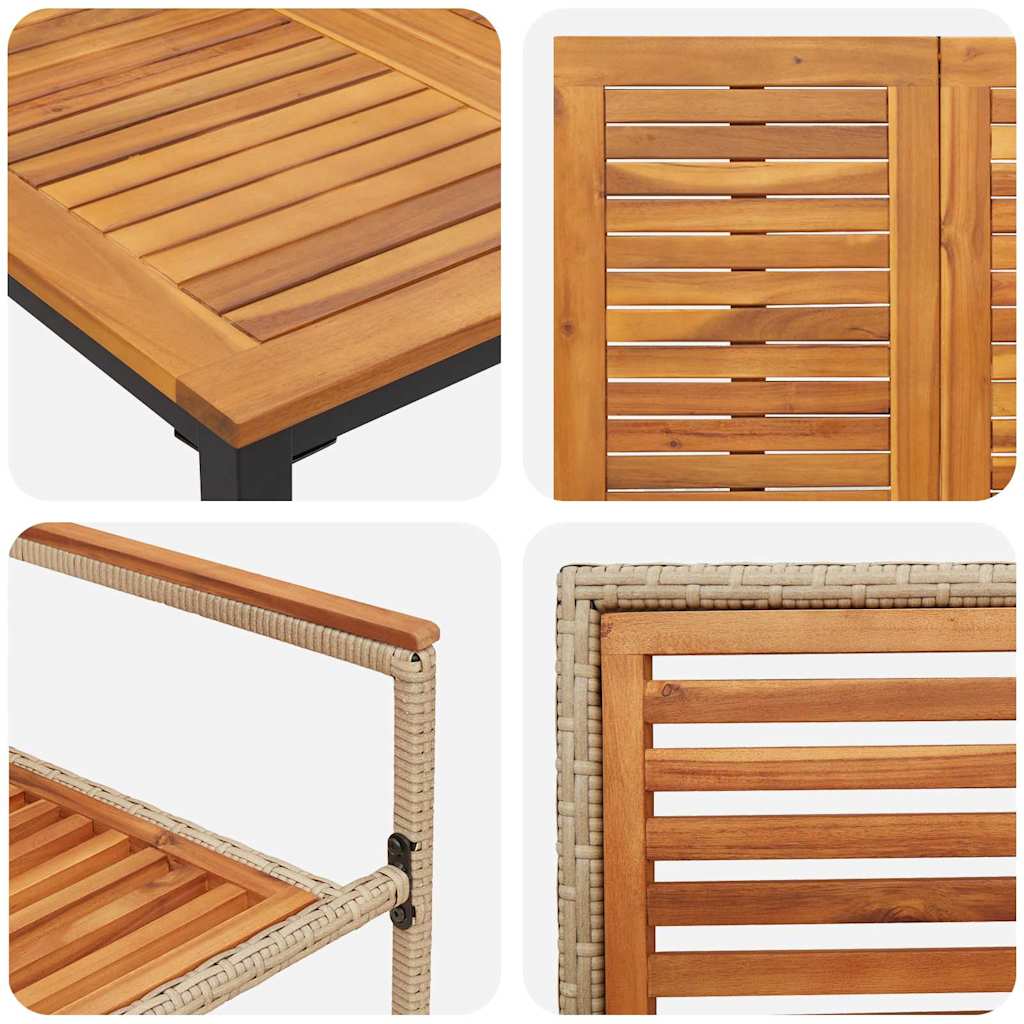 Set da Pranzo per Giardino 4 pz Beige e Marrone polyrattan