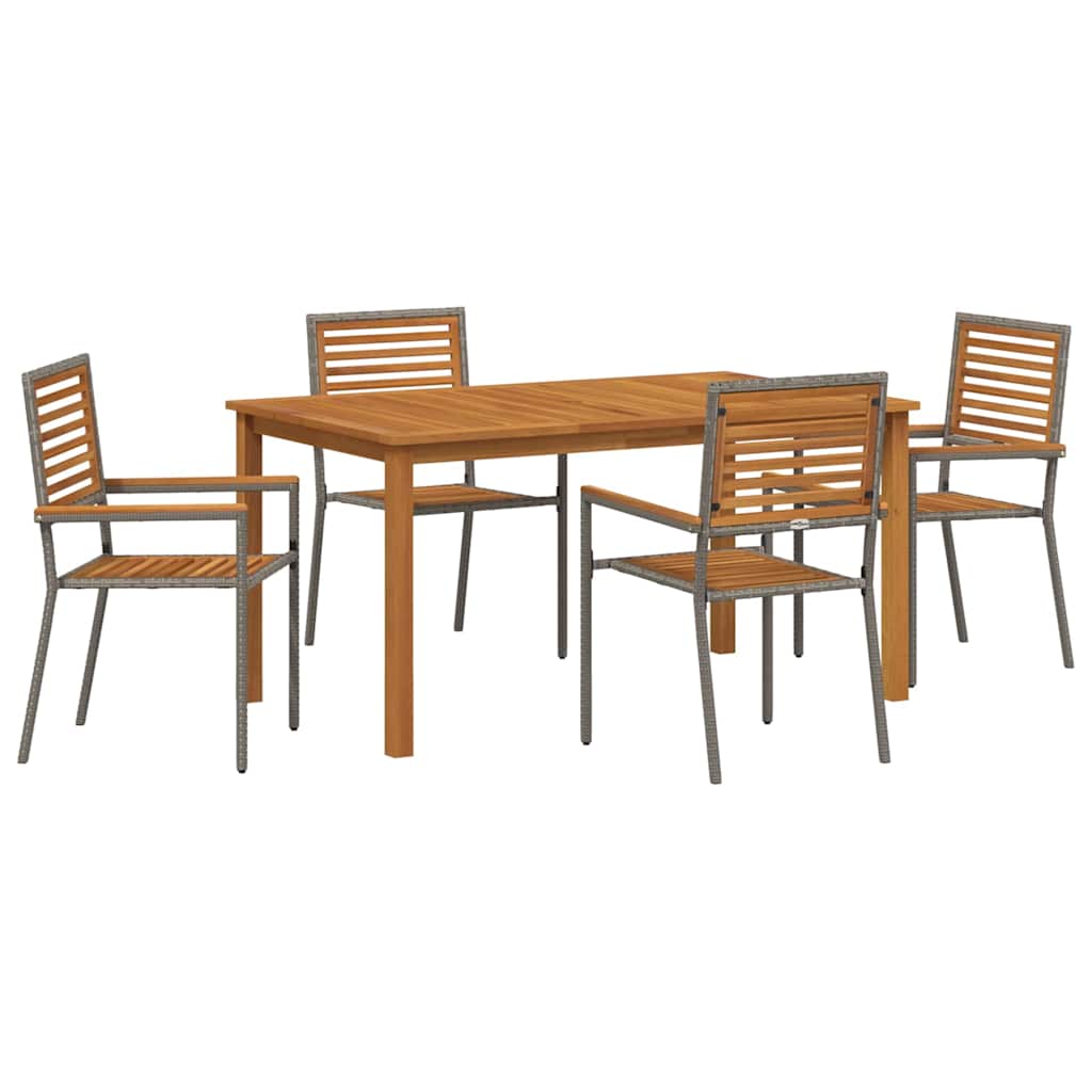 Set da Pranzo per Giardino 5 pz Grigio Legno di Acacia Massello