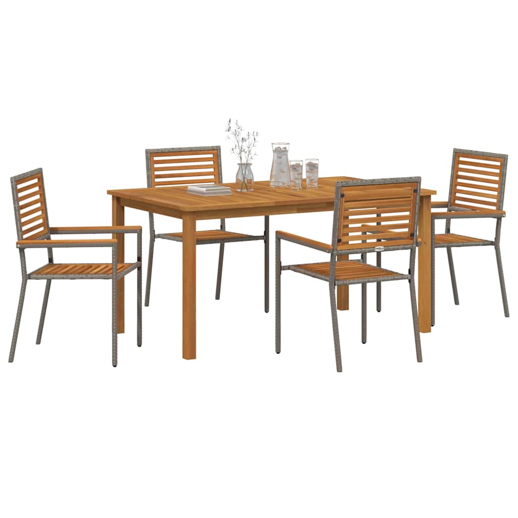 Set da Pranzo per Giardino 5 pz Grigio Legno di Acacia Massello