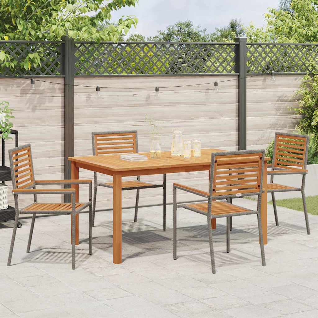 Set da Pranzo per Giardino 5 pz Grigio Legno di Acacia Massello