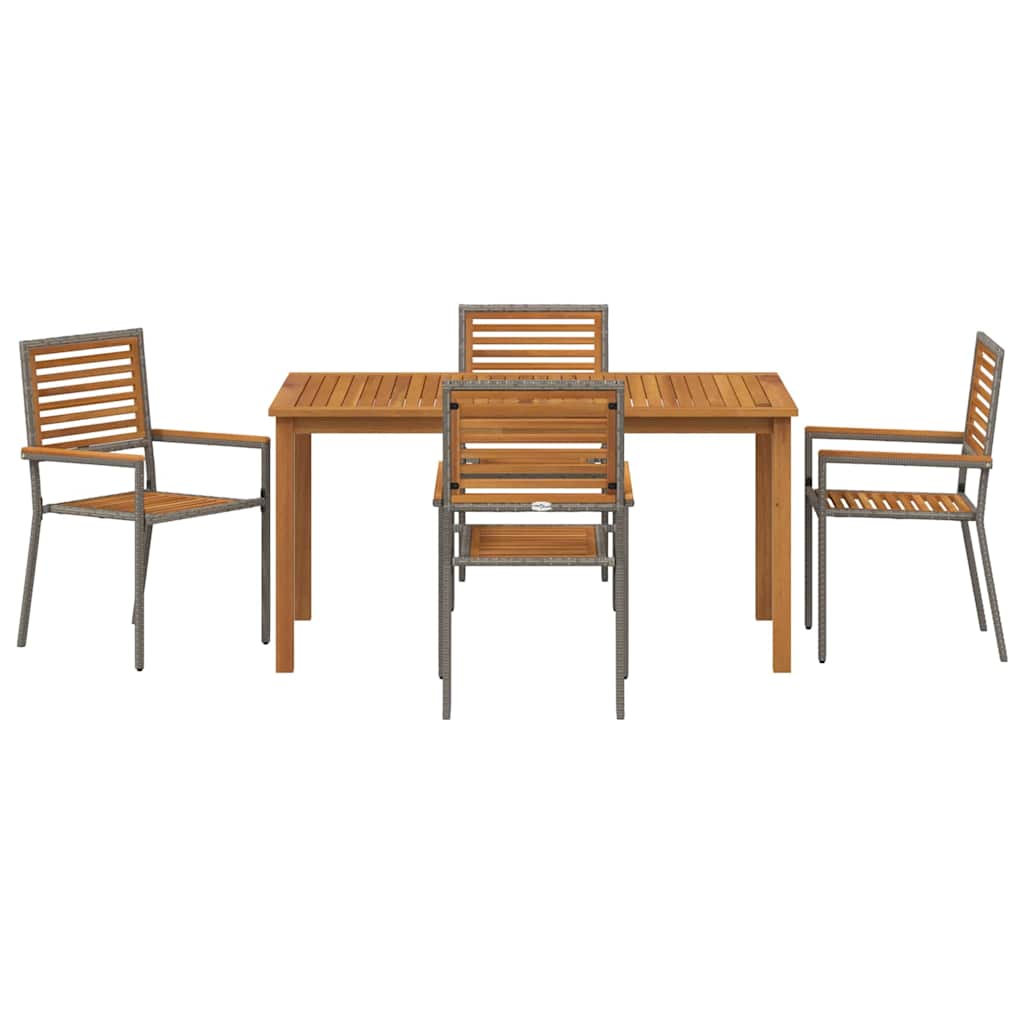 Set da Pranzo per Giardino 5 pz Grigio Legno di Acacia Massello