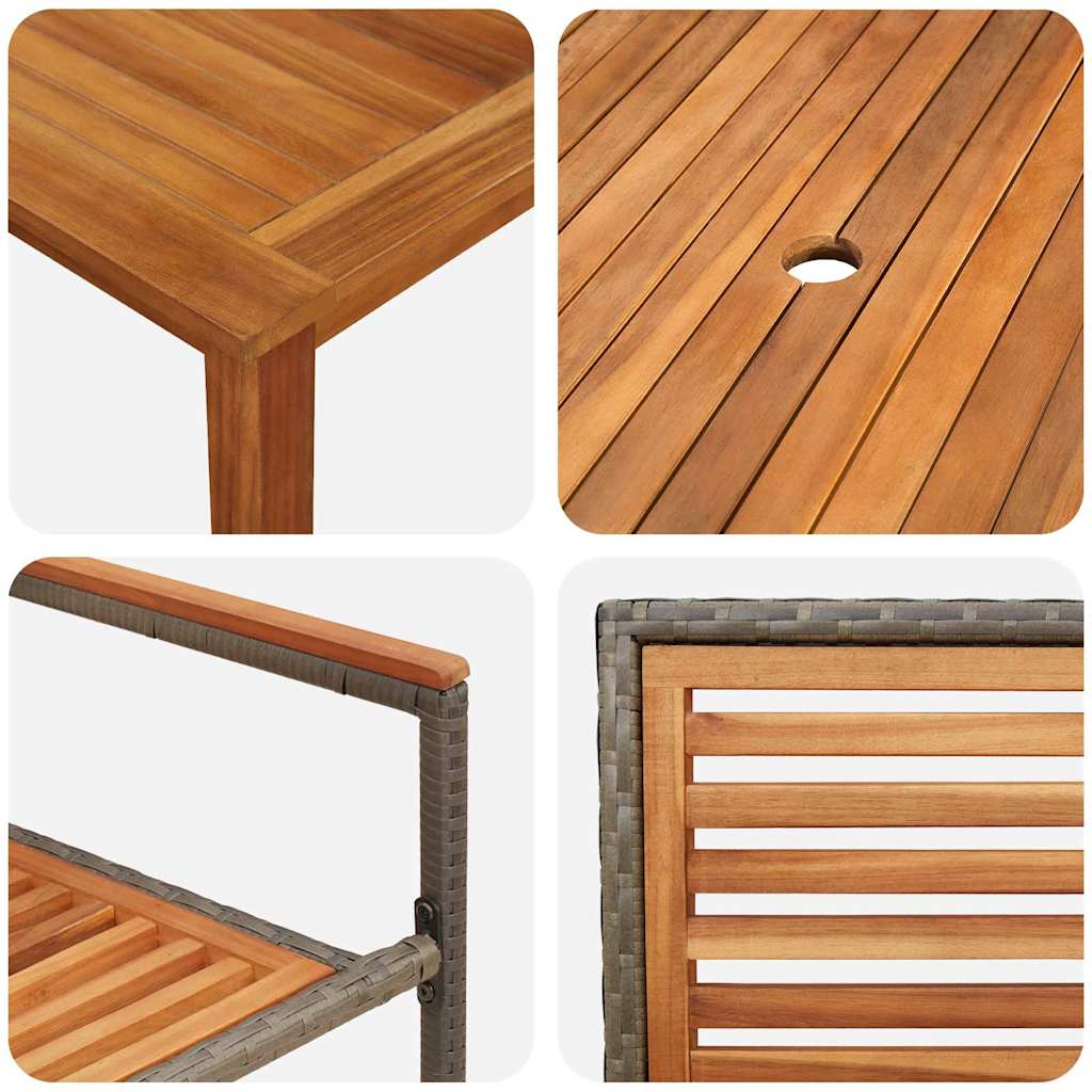 Set da Pranzo per Giardino 5 pz Grigio Legno di Acacia Massello