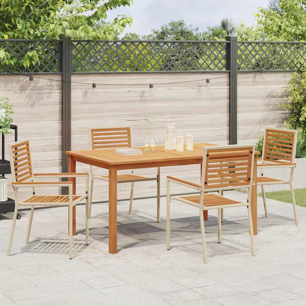 Set da Pranzo per Giardino 5 pz Beige Legno di Acacia Massello