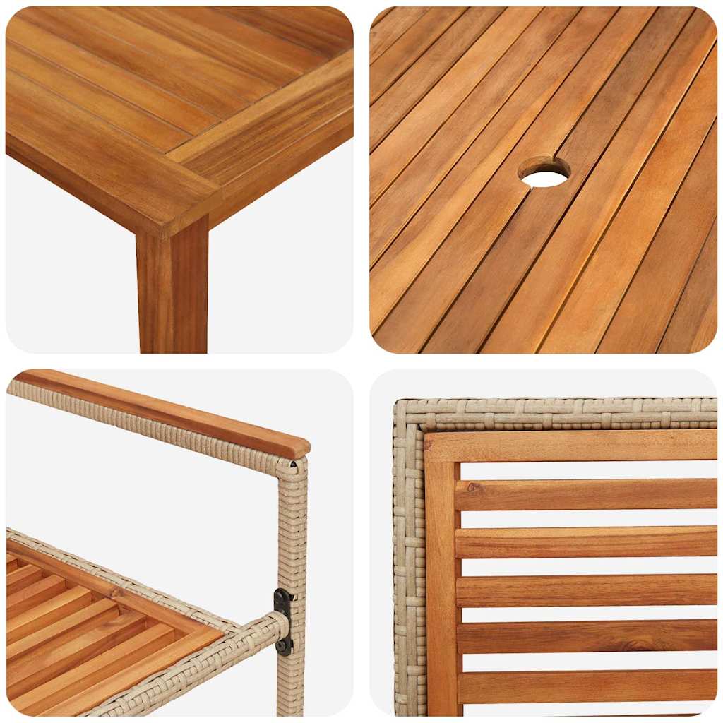 Set da Pranzo per Giardino 5 pz Beige Legno di Acacia Massello