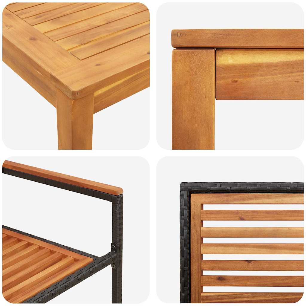 Set da Pranzo per Giardino 5 pz Nero Legno di Acacia Massello