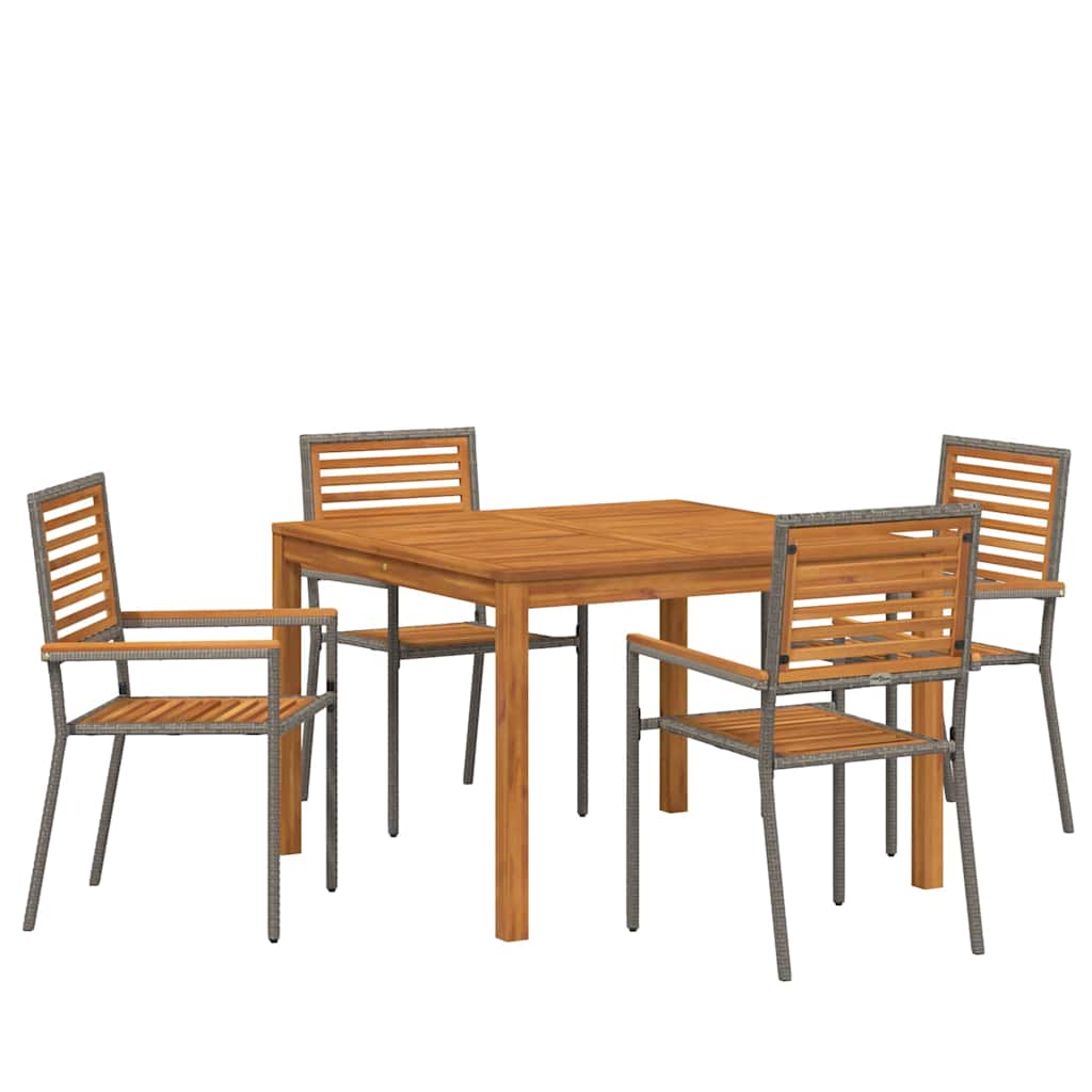 Set da Pranzo per Giardino 5 pz Grigio Legno di Acacia Massello