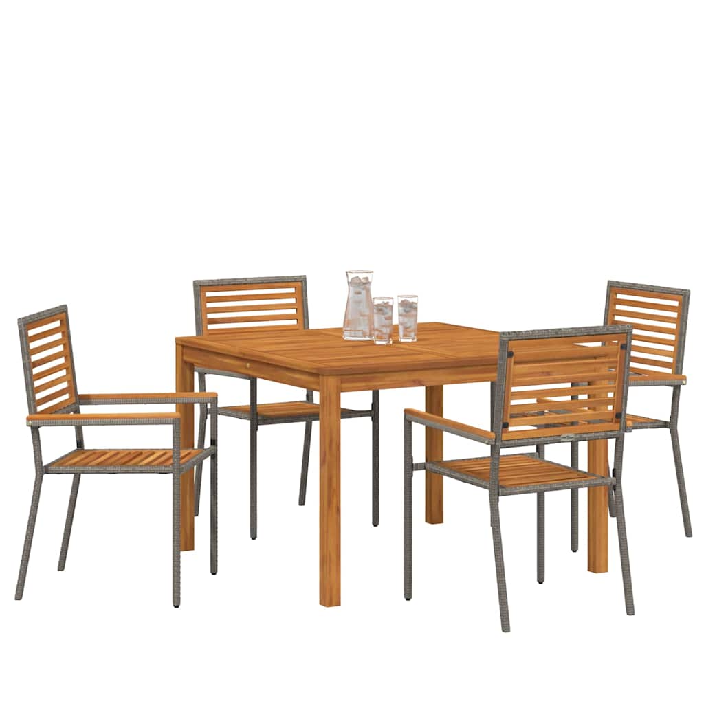 Set da Pranzo per Giardino 5 pz Grigio Legno di Acacia Massello