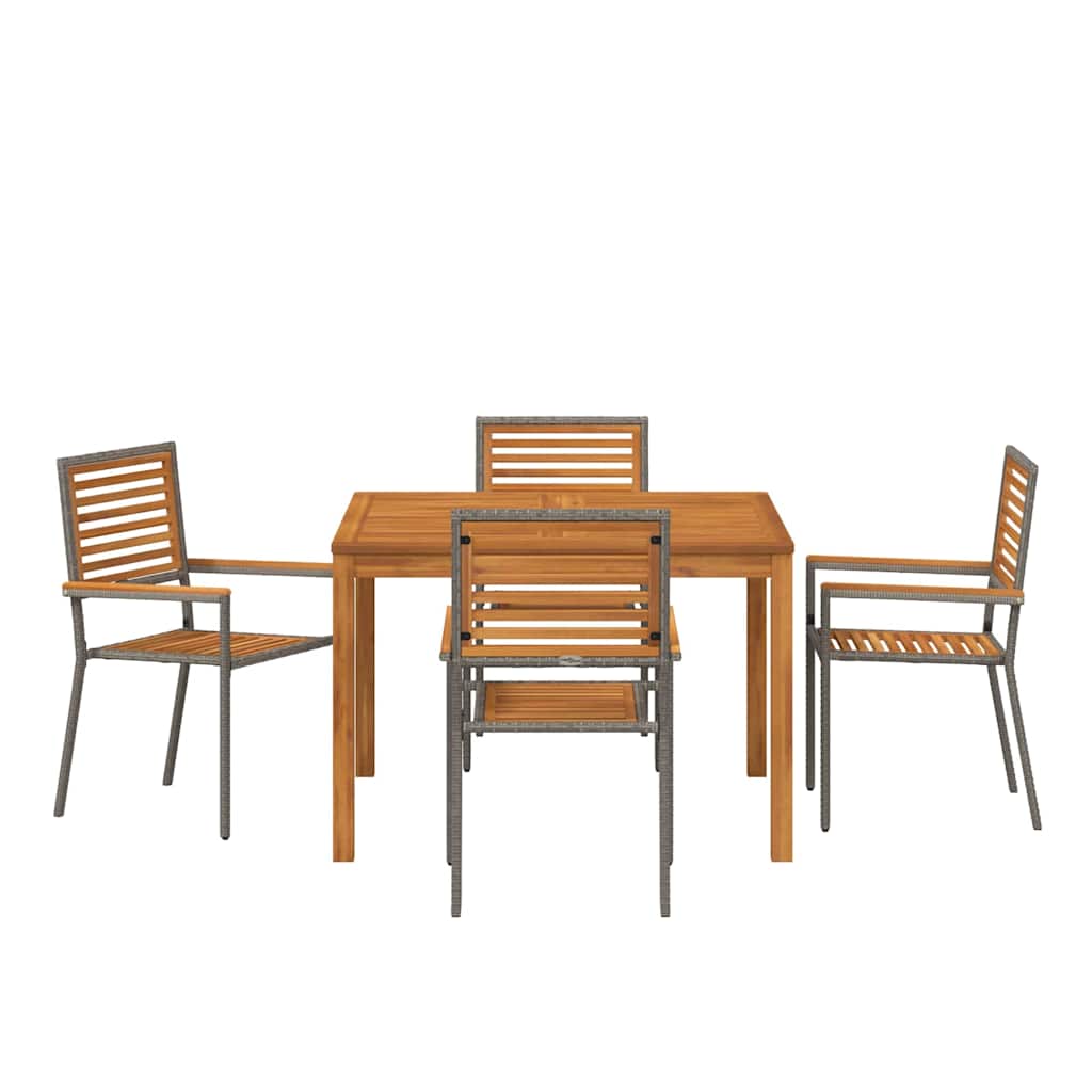 Set da Pranzo per Giardino 5 pz Grigio Legno di Acacia Massello