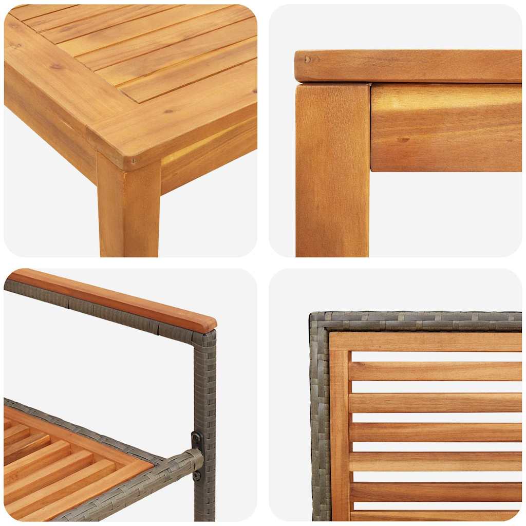 Set da Pranzo per Giardino 5 pz Grigio Legno di Acacia Massello