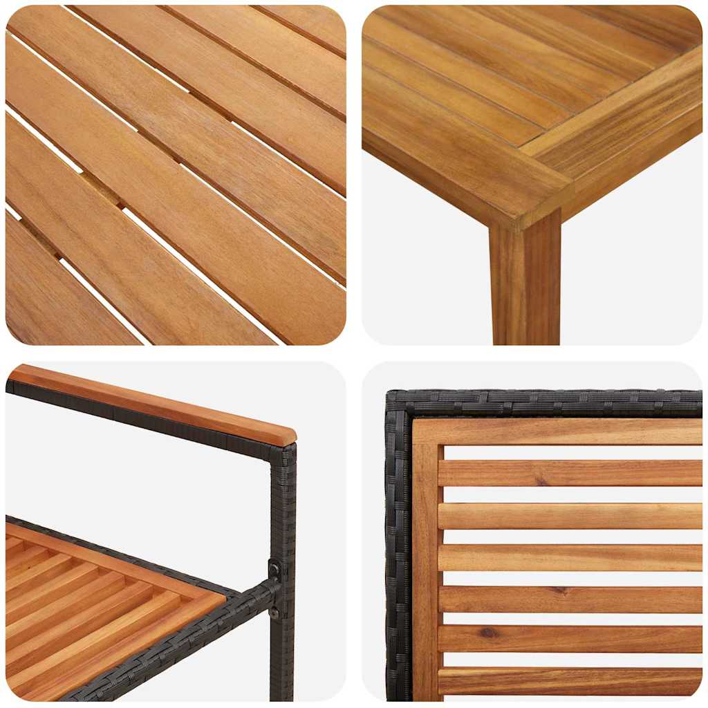 Set da Pranzo per Giardino 5 pz Nero Legno di Acacia Massello