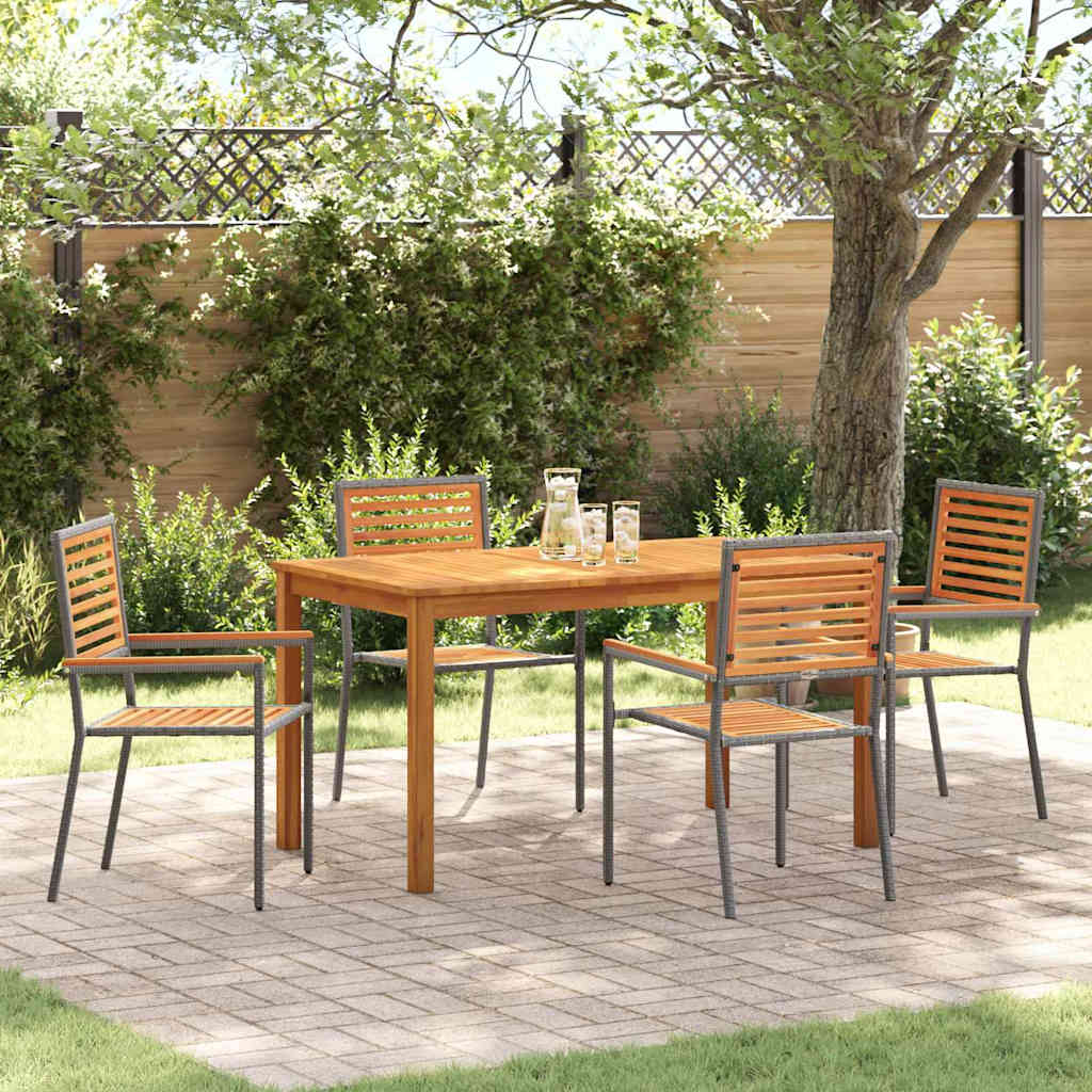 Set da Pranzo per Giardino 5 pz Grigio Legno di Acacia Massello