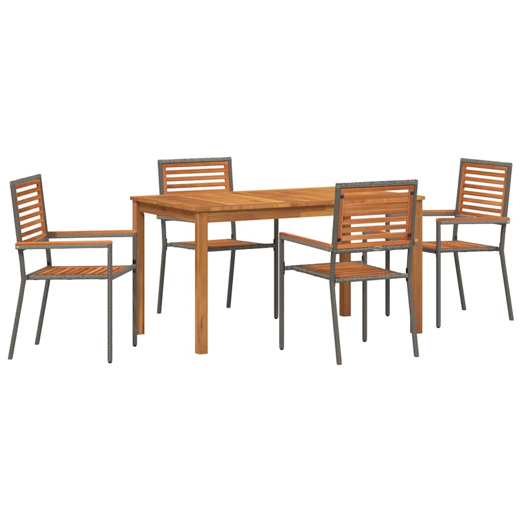 Set da Pranzo per Giardino 5 pz Grigio Legno di Acacia Massello