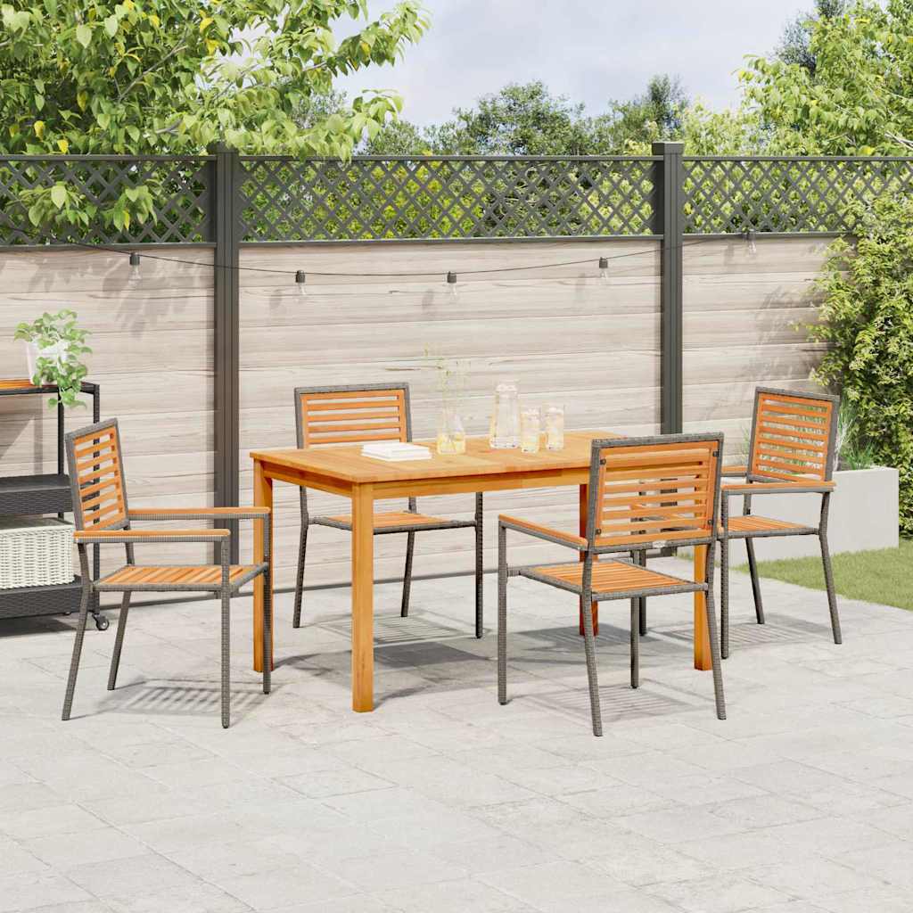 Set da Pranzo per Giardino 5 pz Grigio Legno di Acacia Massello