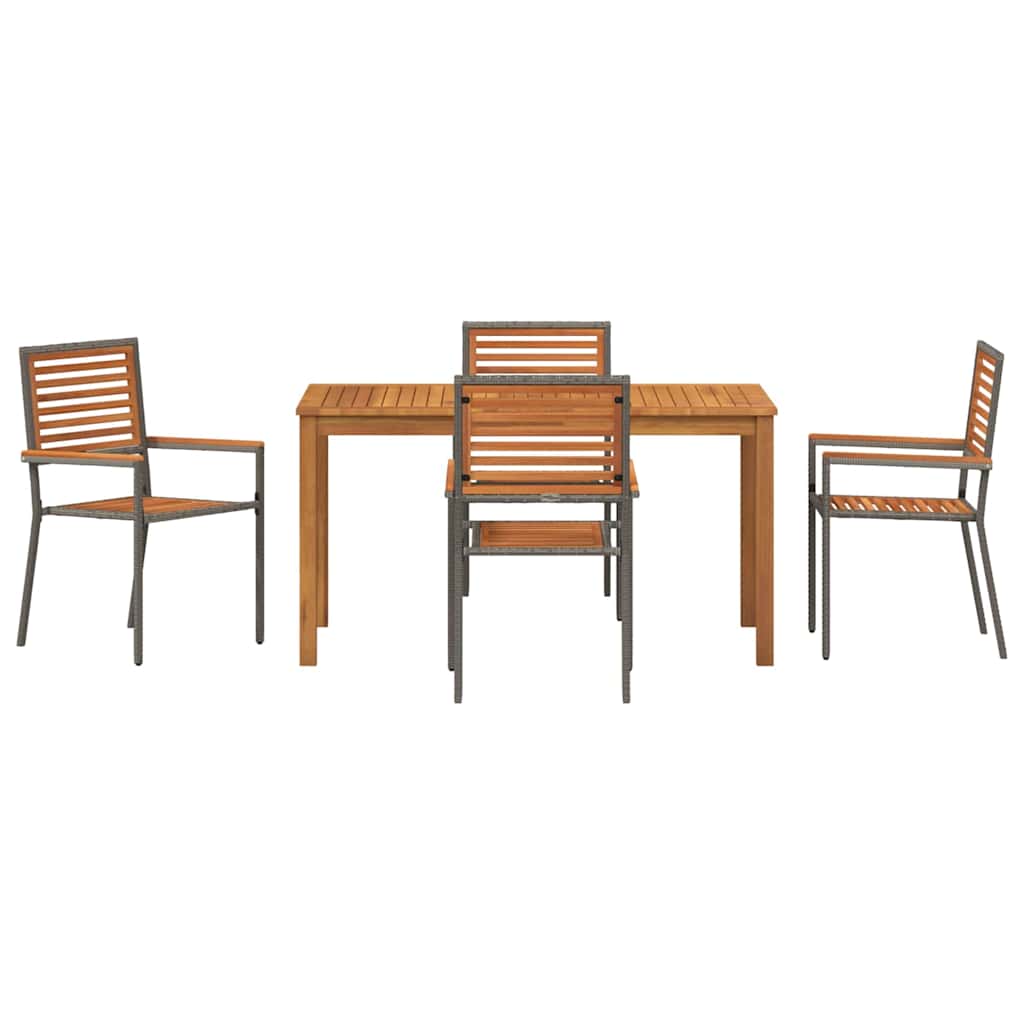 Set da Pranzo per Giardino 5 pz Grigio Legno di Acacia Massello
