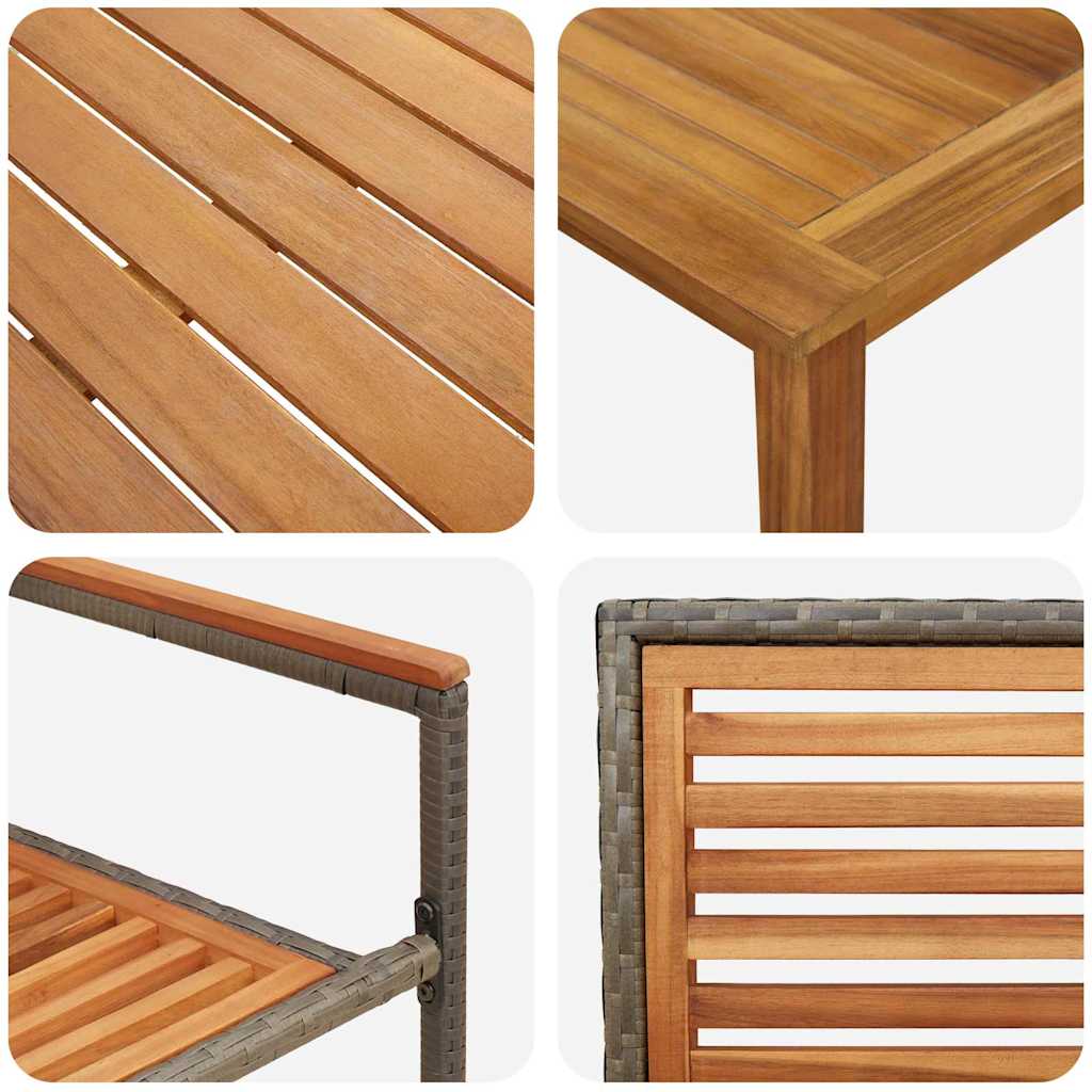 Set da Pranzo per Giardino 5 pz Grigio Legno di Acacia Massello
