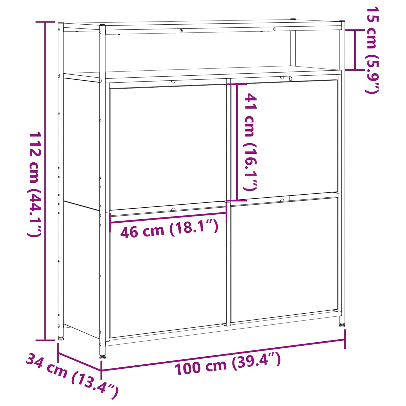 Mobile per scarpe 100 x 34 x 112 cm Legno ingegnerizzato