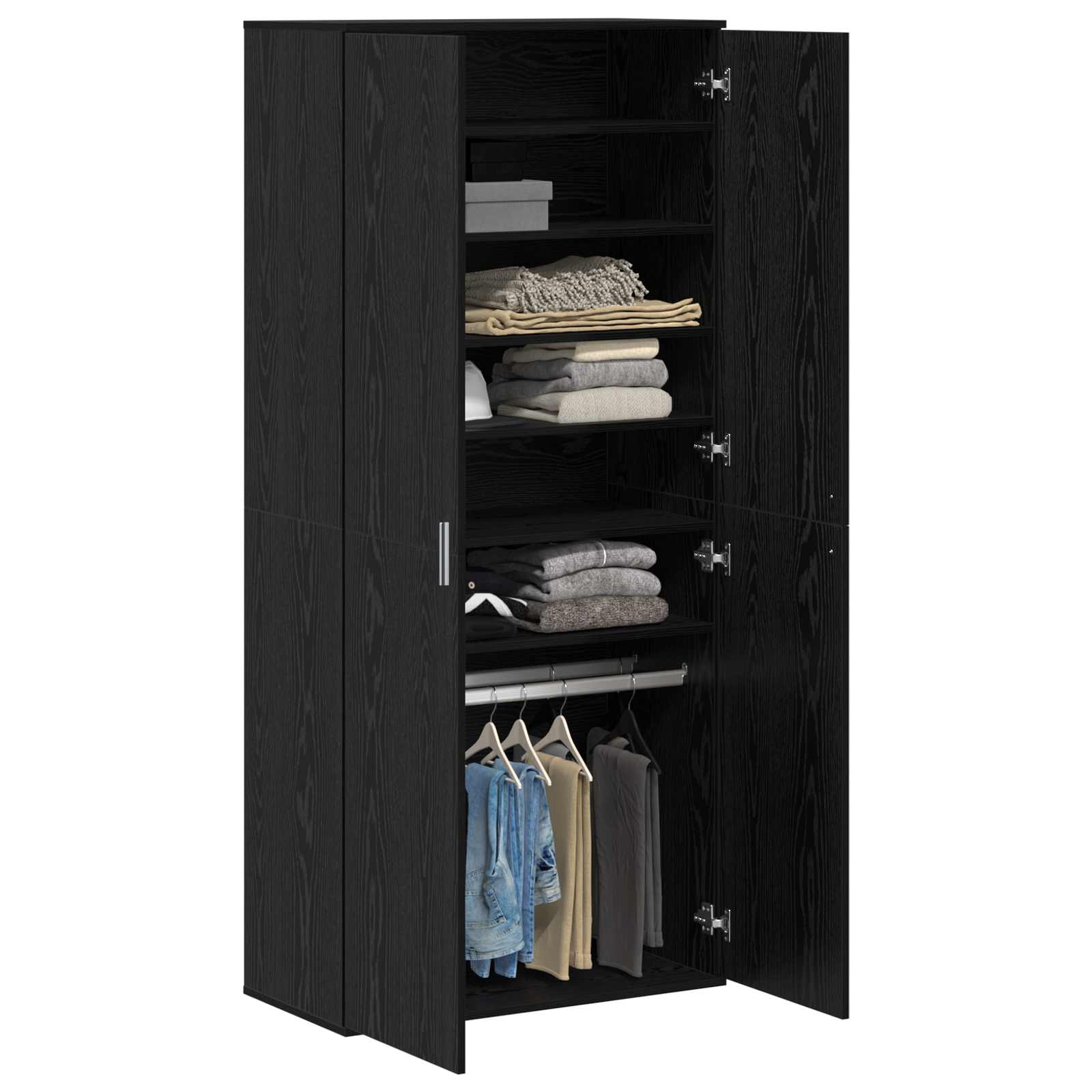 Credenza 80 x 39 x 178 cm Legno ingegnerizzato Rovere Nero