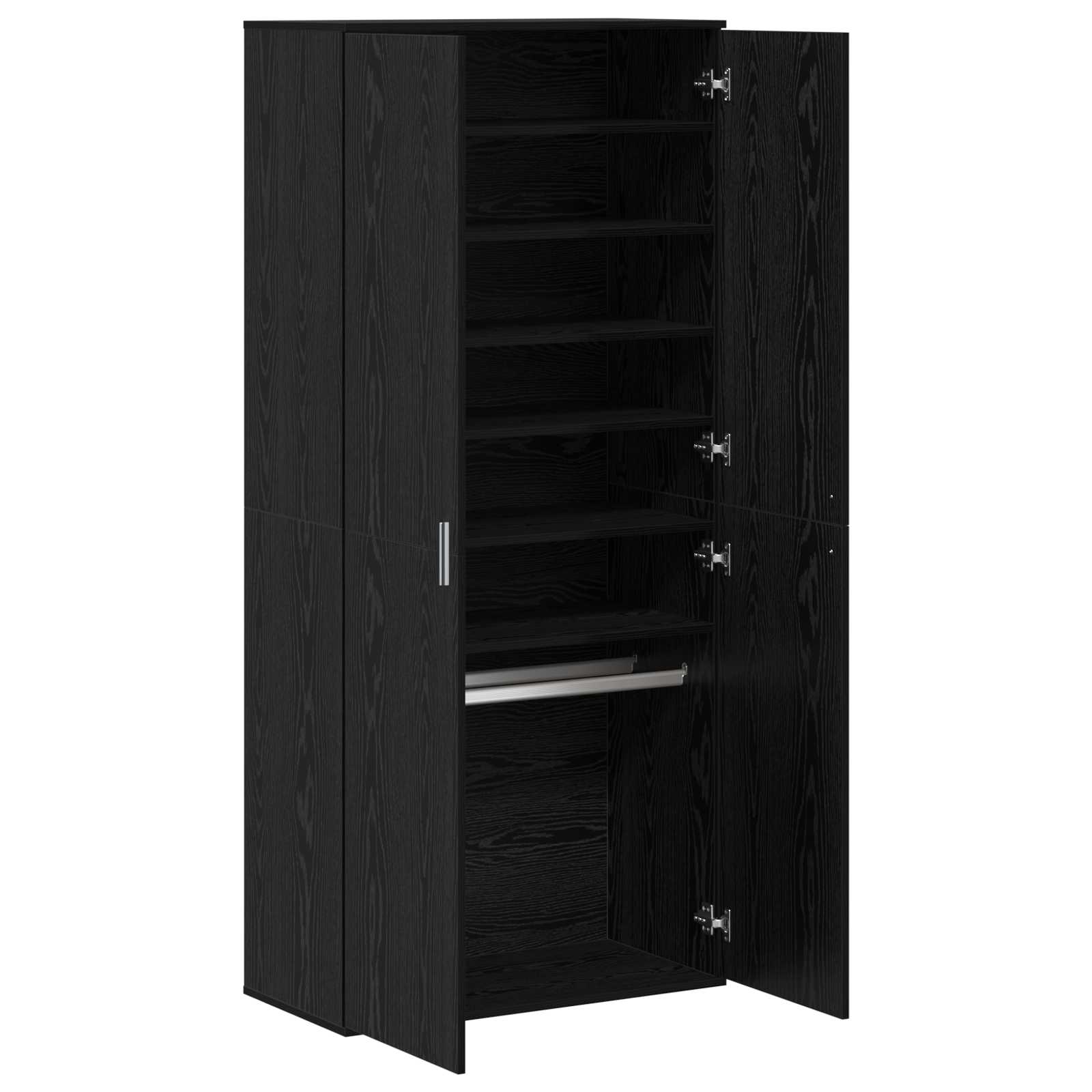 Credenza 80 x 39 x 178 cm Legno ingegnerizzato Rovere Nero