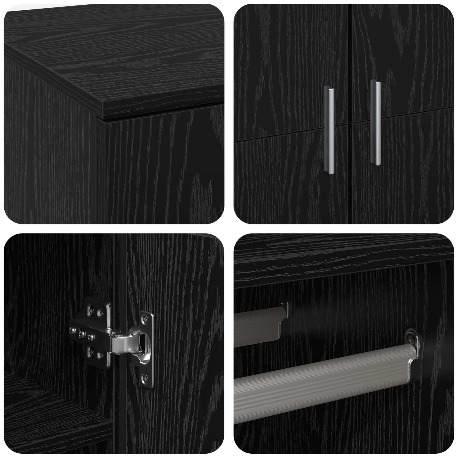 Credenza 80 x 39 x 178 cm Legno ingegnerizzato Rovere Nero