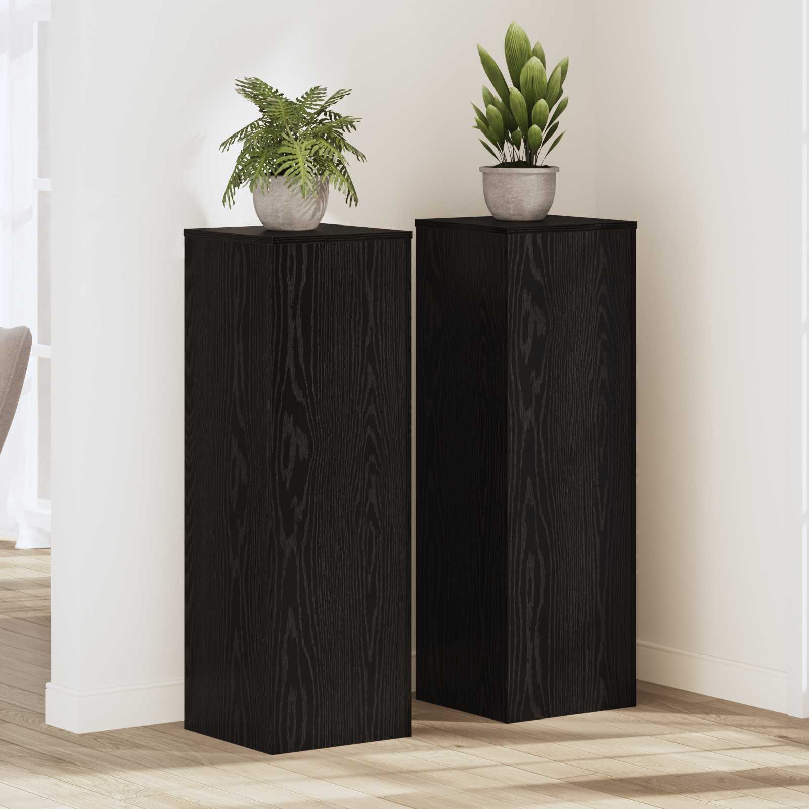 Supporto per piante 2 pz Rovere Nero 33 x 33 x 100 cm