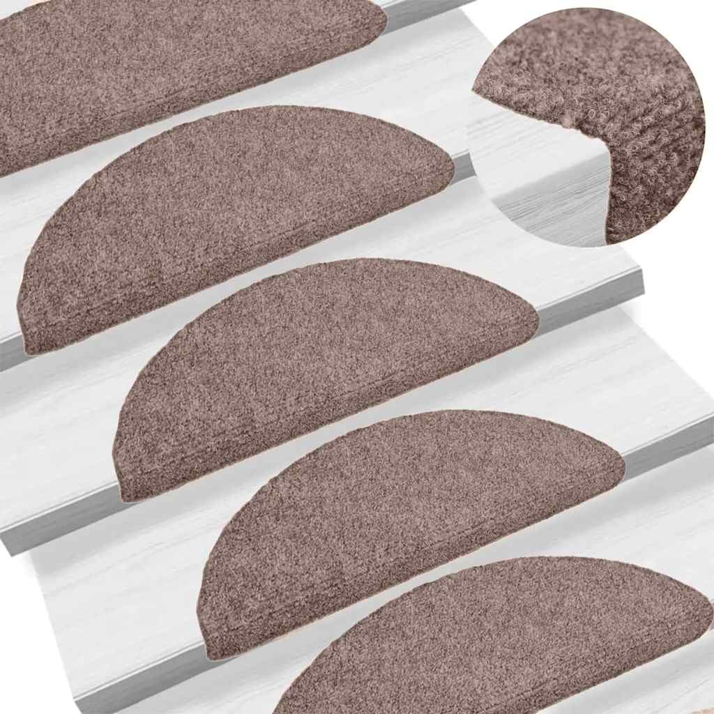 Tappetini per scale autoadesivi 20 pz 65x21x4 cm Marrone Chiaro semicircolari grandi