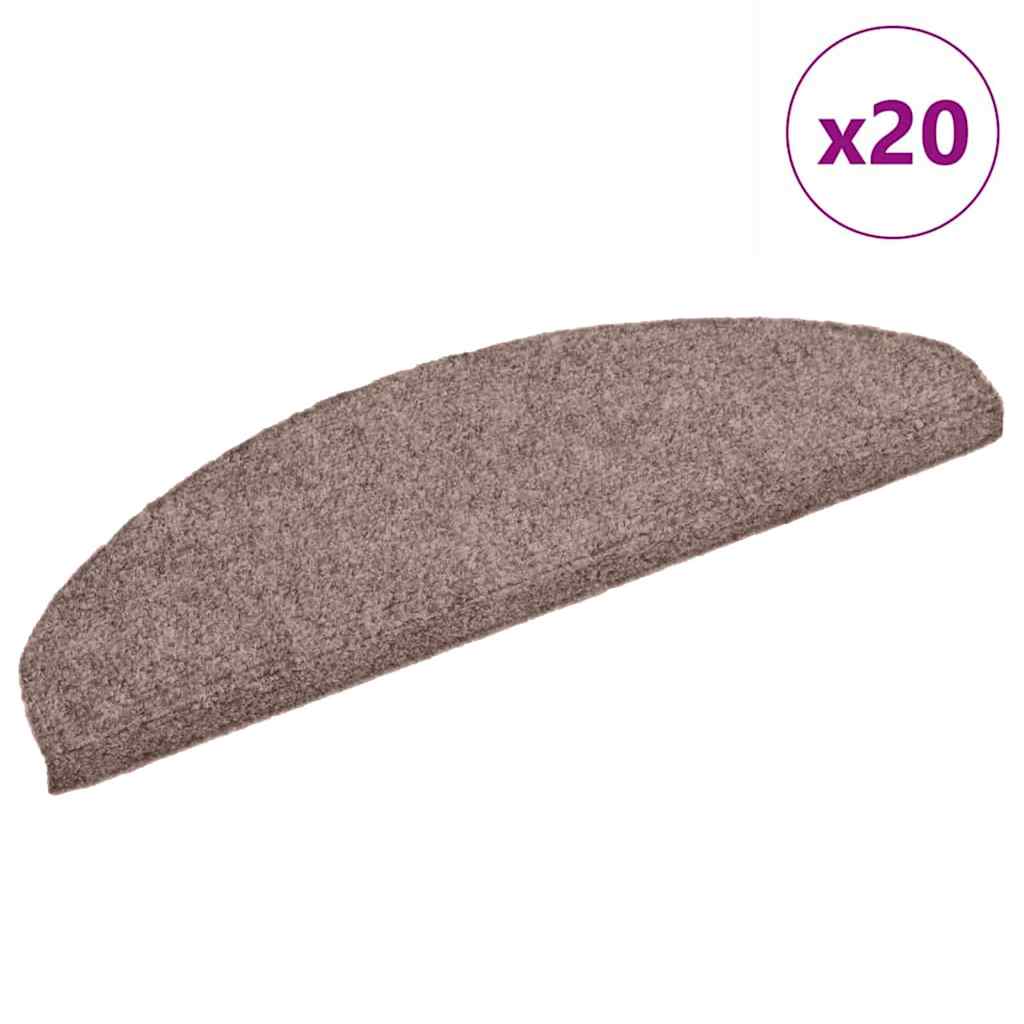 Tappetini per scale autoadesivi 20 pz 65x21x4 cm Marrone Chiaro semicircolari grandi
